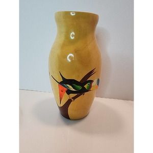Beautiful Hand Painted 8” Tall Solid Wood Vase Jamaica Caribbean